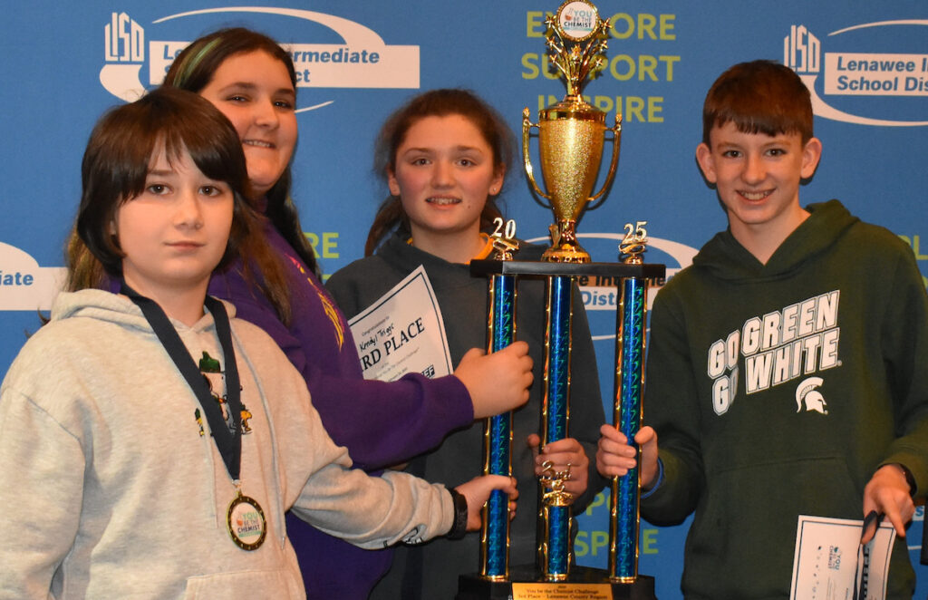 Third place was won by Garrett Smith, Kendyl Tiggs, Sofie Quinton and Truit Porter from Blissfield schools.