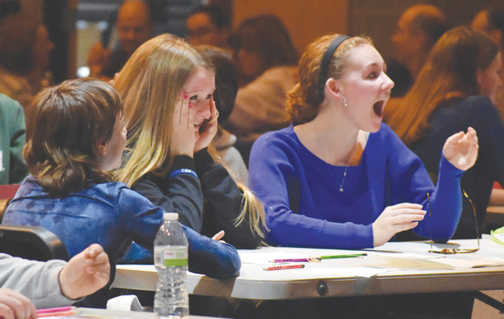 Onsted students Dane Harger, Lydia Sutherland and Elsie Rutledge take part in the You Be the Chemist competition on Feb. 24 at Adrian High School. (Photos courtesy of the LISD)
