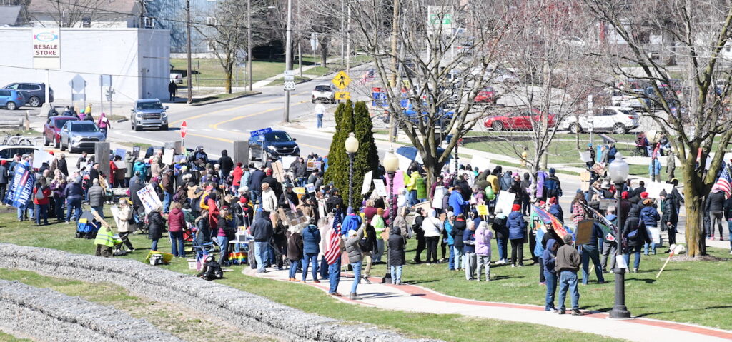 A view from the other side of Comstock Park showing part of the assembled crowd.