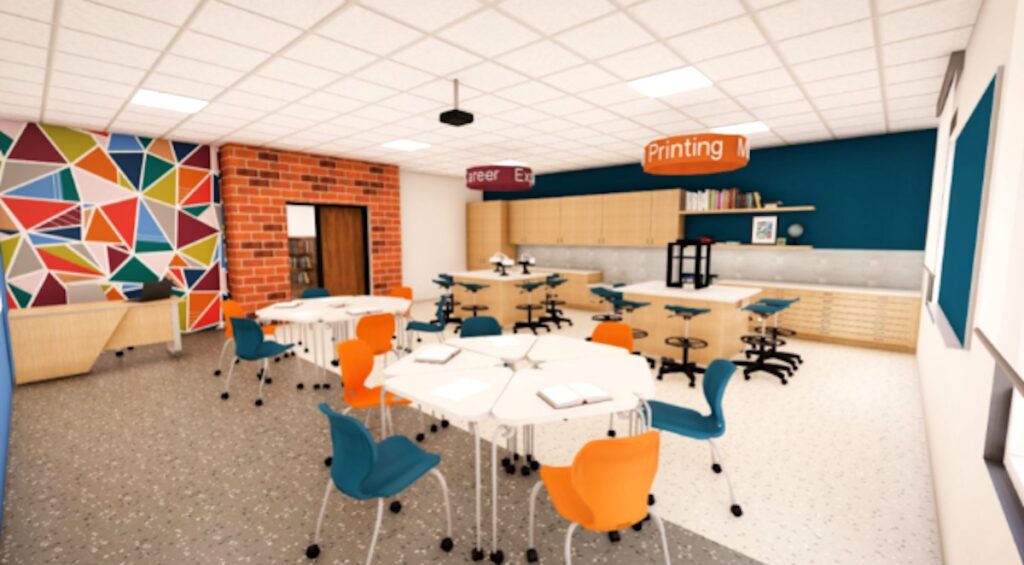 A rendering of Adrian Public Schools' planned elementary school STEM and career labs.
