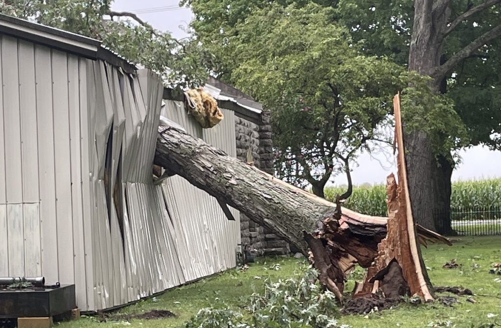 The chapel at Oak Grove Cemetery is pictured after a tree fell on it in August 2022, damaging it so badly that it had to be torn down. Work on a replacement building is set to begin soon.