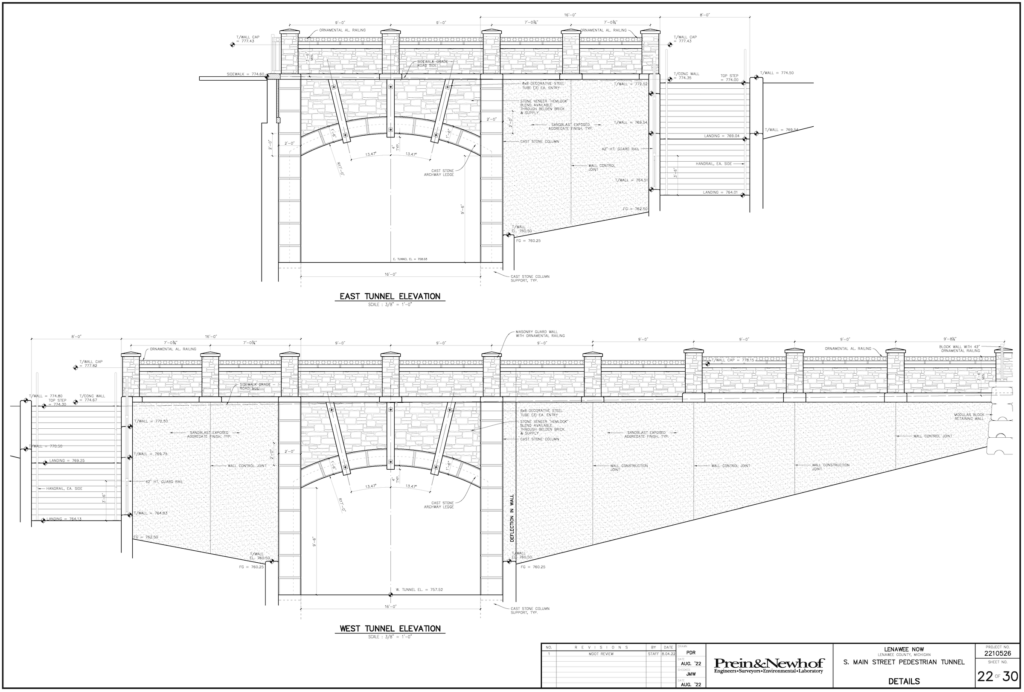 Plans for a pedestrian tunnel under South Main Street.
