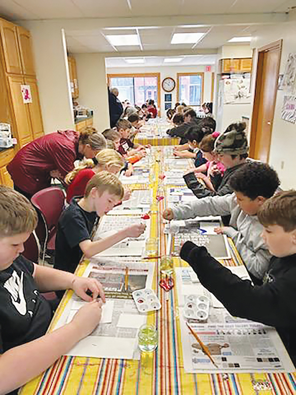 Morenci Elementary School fourth graders work on art projects to kick off the 100 Day Project at the Stair District Library.