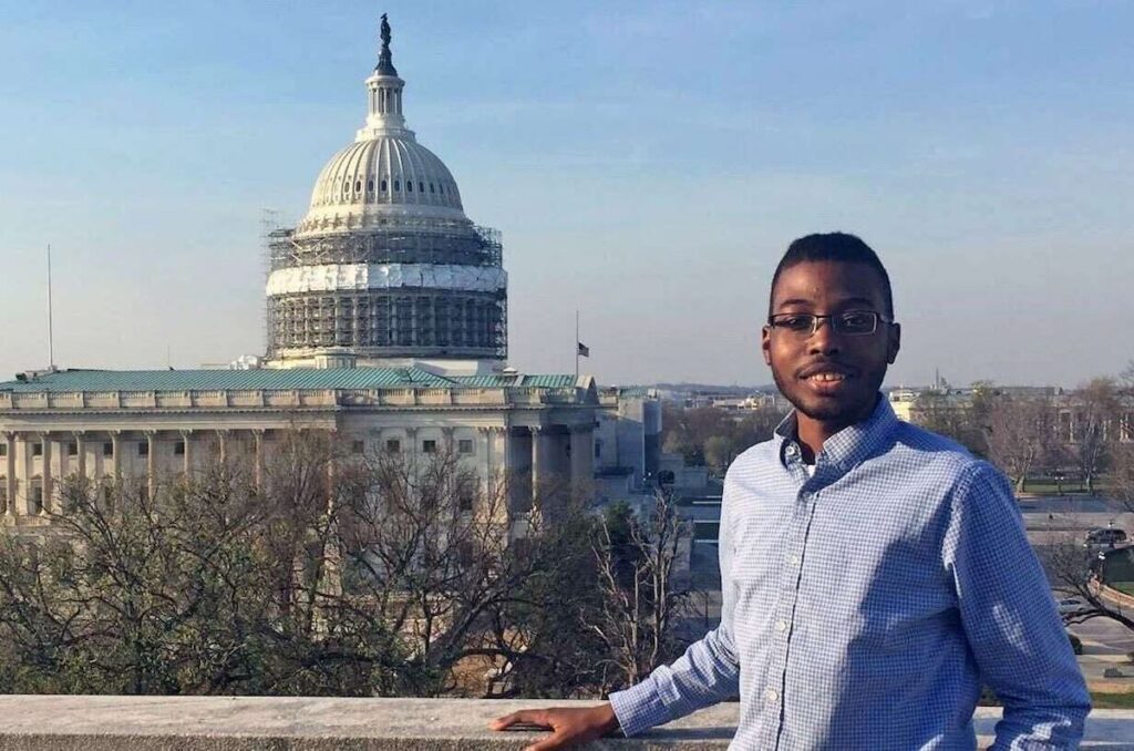 John Amara Walters is pictured in a photo from Sen. Chris Van Hollen's office, taken when Van Hollen served in the House. Walters was a legislative aide in Van Hollen's office.