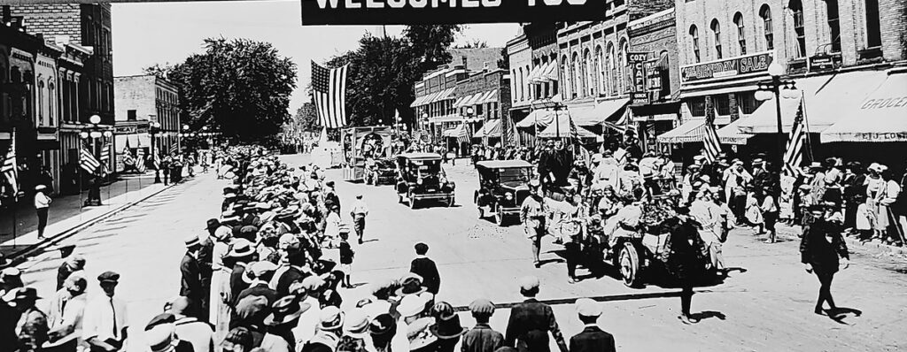 This photo from the Tecumseh District Library archives shows a parade commemorating Tecumseh’s centennial in 1924.