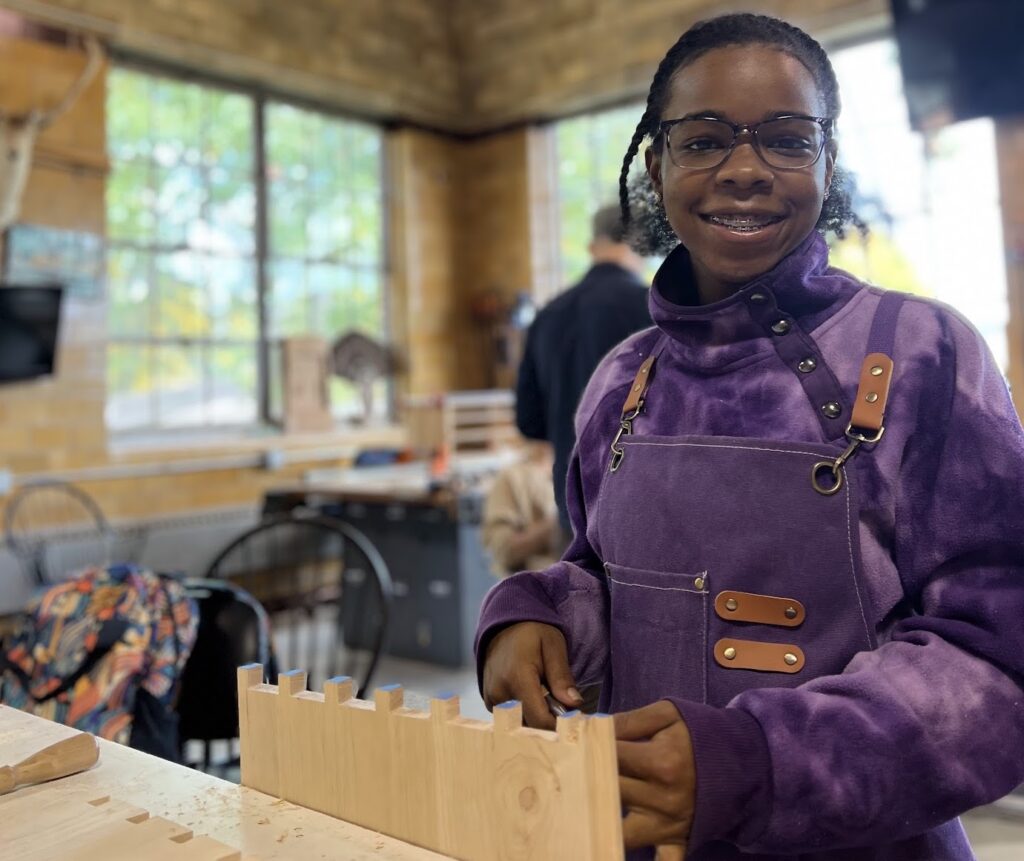 Nyla Robinson is one of the students in the furniture making diploma program at the Sam Beauford Woodworking Institute.