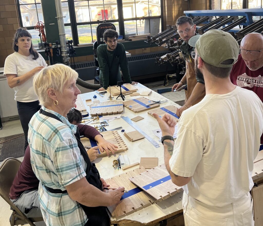 JoAnn Genduso, foreground left, enrolled in the Sam Beauford Woodworking Institute’s diploma program after retiring as a teacher.