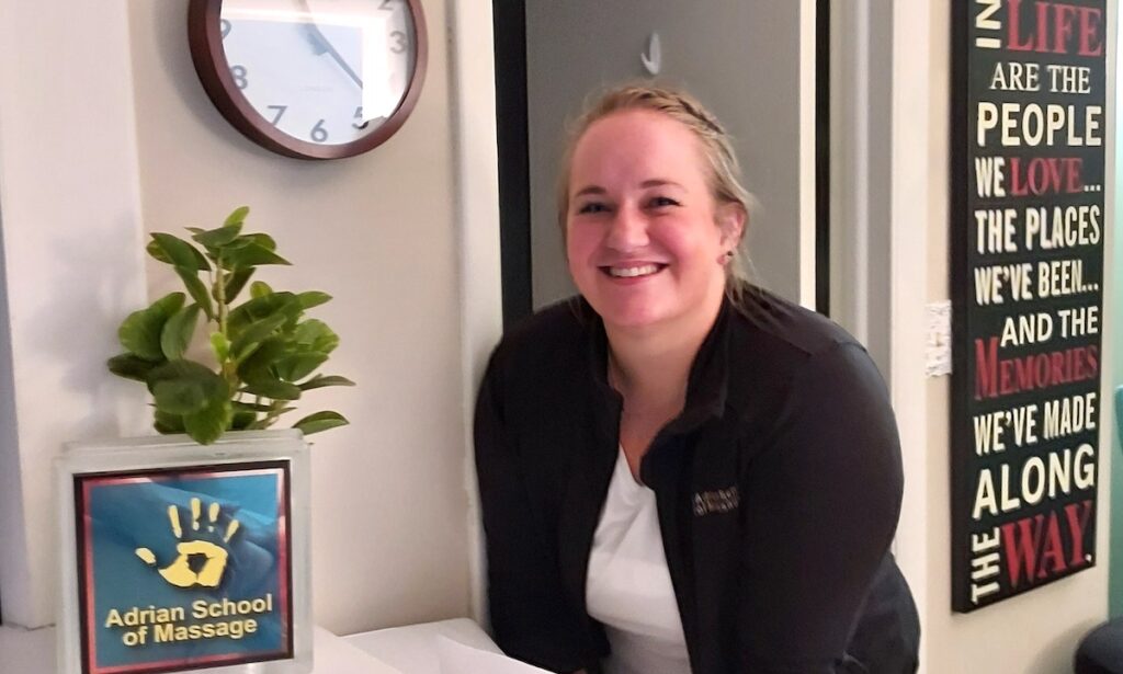 Christy Bossard, the owner and founder of Adrian School of Massage, is pictured at the school’s new location on Mill Street.