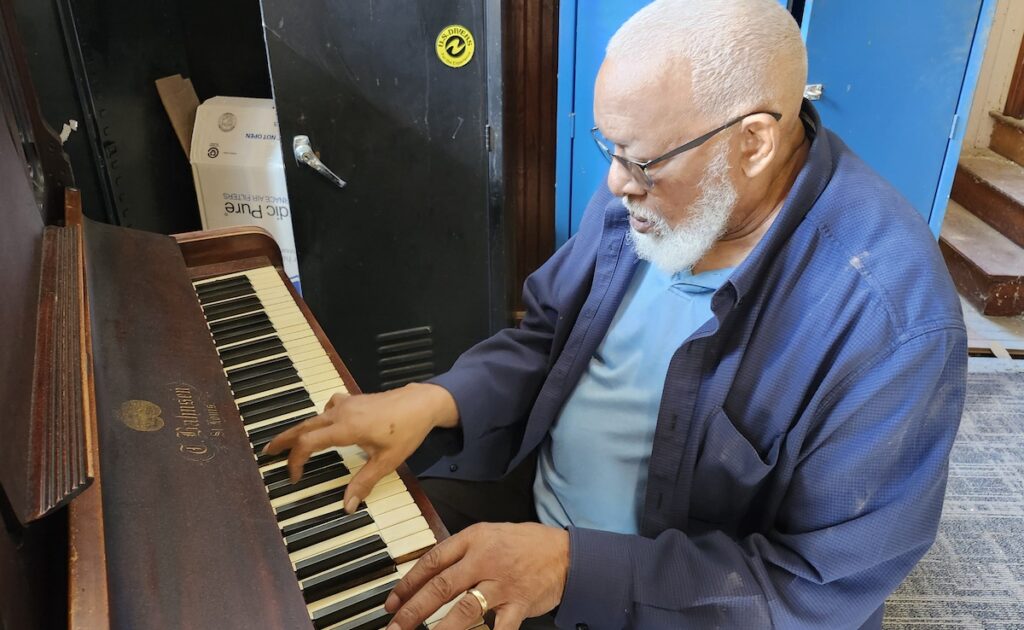William Hayes plays a rare historic piano that was recently donated to the River Raisin Ragtime Revue. The piano was made in St. Louis in 1900, around the time Scott Joplin moved there, by a company that also published much of Joplin’s music.
