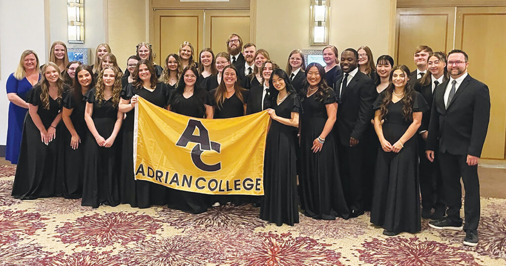 Adrian College choir students were part of a choral ensemble that took part in a performance of the Duruflé Requiem at Carnegie Hall earlier this summer. At left is Kristin Clark, the mezzo-soprano soloist for the performance; at right is choir director Phillip Clark.