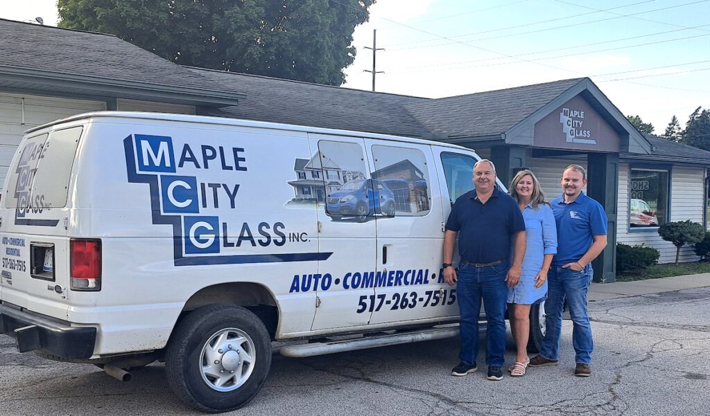 Mike and Lisa Hall and their son Austin operate Maple City Glass.