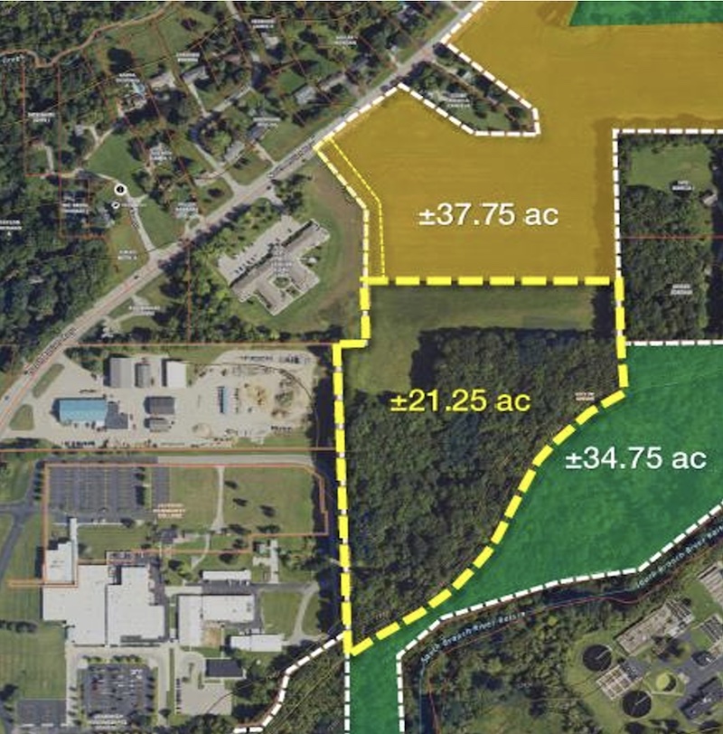 The area of the Sam Beauford Woodworking Institute's proposed campus is bordered in yellow.