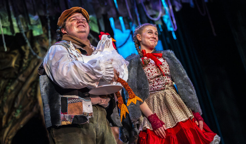 Jack, played by Aiden Ketola, and Little Red Ridinghood, played by Ella Flumignan, are pictured in a scene from "Into the Woods" at the Croswell Opera House. Both are students at Adrian High School.