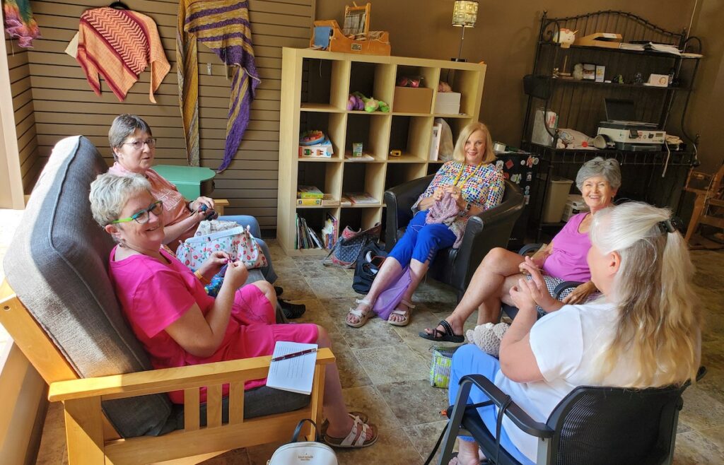 Tink & the Frog in downtown Adrian offers classes in knitting and crocheting for all skill levels. “We have a very supportive community of knitters and stitchers, and it’s a very social activity,” says owner Michelle Beechler.