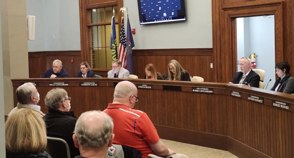 Members of the Adrian City Commission and city staff are pictured during the Feb. 3 commission meeting.