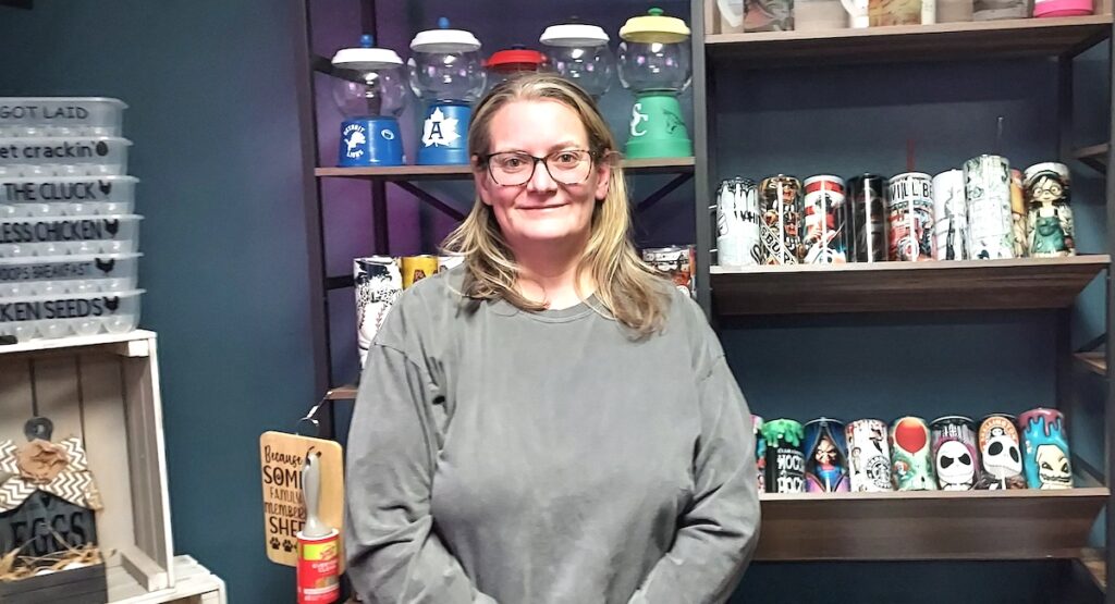 Heidi Aldridge recently opened The Crafty Sister in Tecumseh. (Photo by Julie C. Clemes)