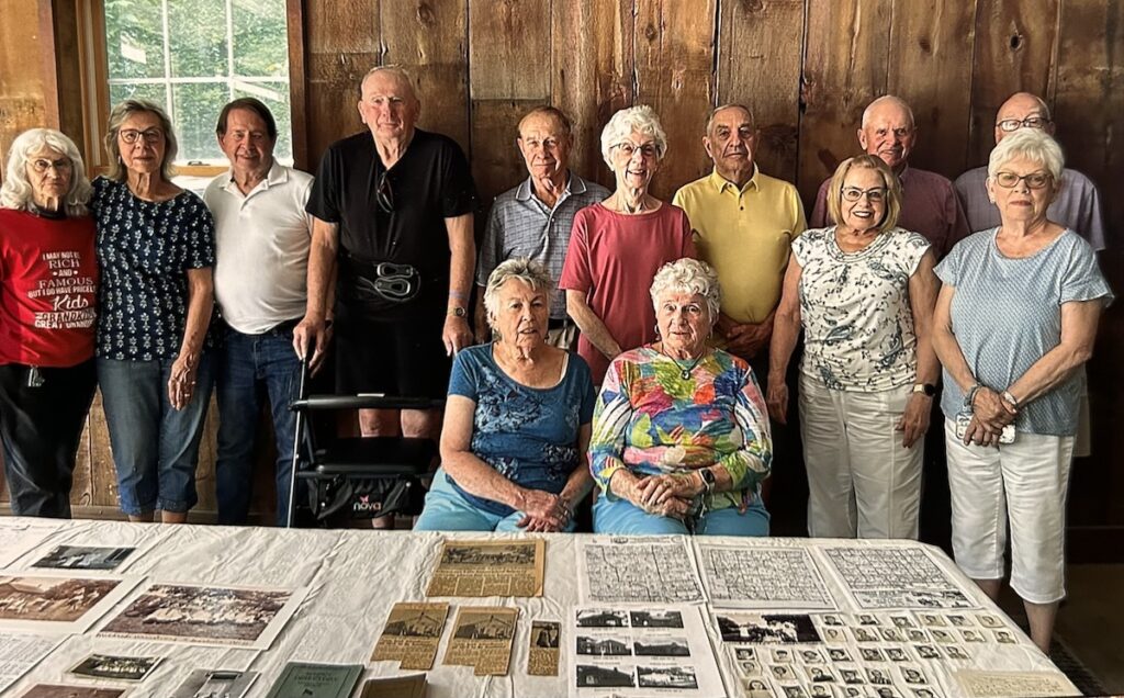 Former students of Maynard School gathered on June 8, 2024, for their first reunion at the home of Mary Alice Thompson. Standing, from left to right, are Betty Benschoter Snyder, Mary Alice Thompson, Russell Pfister, Philip Marvin, Melvin Snyder, Dennis Brittain, John Garrison and Allan Brittain. In the middle row are Margaret Brittain Dickerson, Mary Pfister Heimerdinger and Becky Brittain Rubel. Seated are Mary Sue Yeutter and Maureen Marvin Schutte.