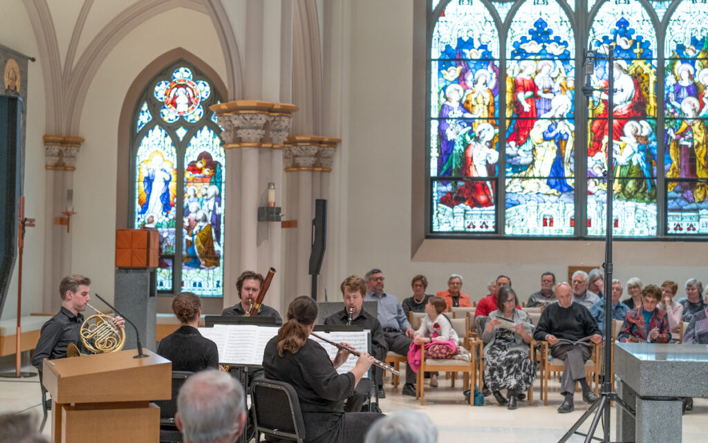 A previous concert by members of the Adrian Symphony Orchestra at Holy Rosary Chapel is seen in this photo from 2019.