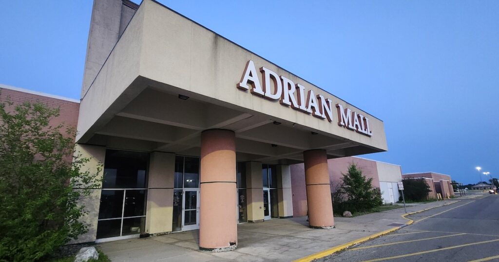 The front entrance of the Adrian mall and the area between the front entrance and Ollie's Bargain Outlet are now scheduled for demolition in August, instead of the early June deadline that owners had originally been given.
