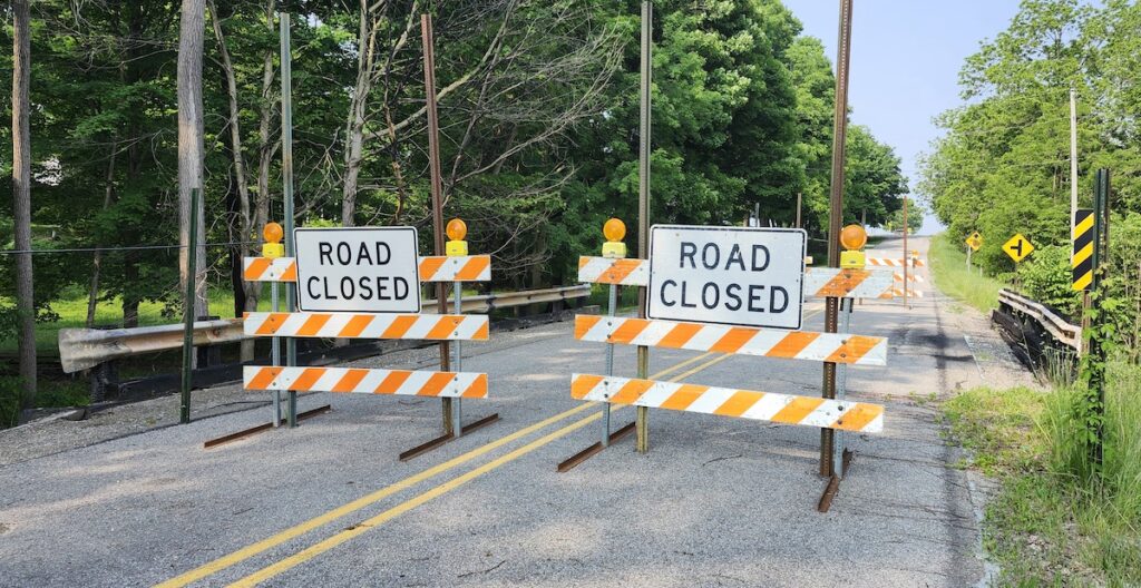 The Beecher Road bridge over Saint Joseph Creek just east of U.S. 127, pictured in June 7, has been closed since it was damaged by fire at the end of 2023.