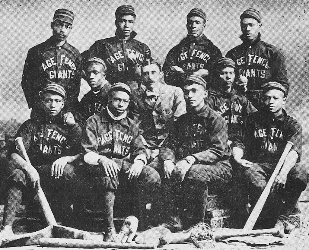 A vintage “base ball” game at noon on July 5 at Island Park ties the bicentennial celebration to Adrian’s history in a few different ways. In the late 19th and early 20th centuries, one of Adrian’s leading employers was the Page Woven Wire Fence Company. This was also well before the sport of baseball was desegregated, and Adrian fielded a team — the Page Fence Giants — in what was then called the Negro Leagues. This photo shows the Page Fence Giants from 1896.