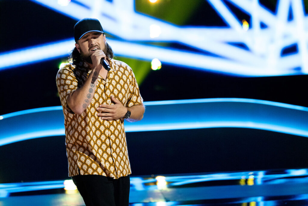 Braxton Garza of Adrian is pictured during his blind audition for “The Voice,” after which he ended up on Michael Bublé’s team. (Photo courtesy of NBC)