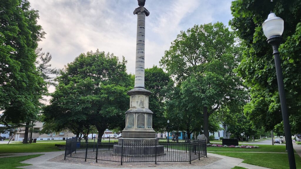 The Civil War memorial in Monument Park.