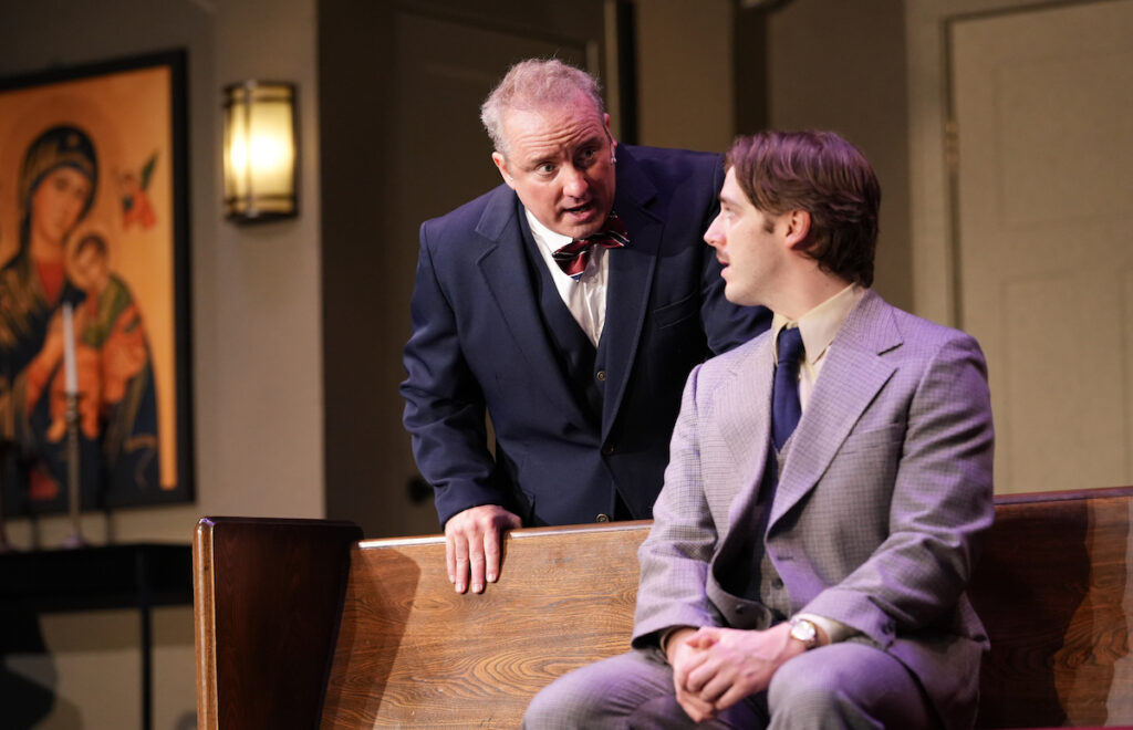 Eric Parker as Georges and Matthew Porter as Jean-Michel are pictured in a scene from "La Cage Aux Folles" at the Croswell Opera House. (Photo by Lad Strayer)