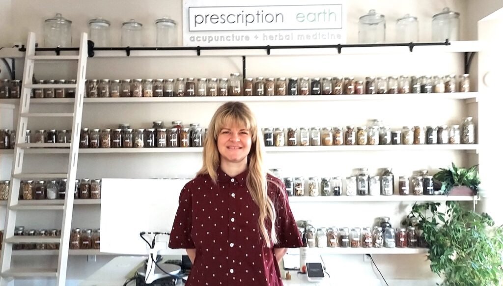 Melissa Anderson is the owner of Prescription Earth Acupuncture & Herbal Medicine, which recently moved from Tecumseh to Adrian. In addition to the practice’s current offerings, Anderson hopes to add a kitchen and tea room next year. (Photo by Julie C. Clemes)