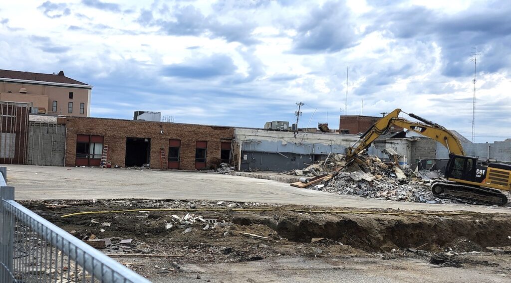 The former Daily Telegram office at 133 N. Winter St. was demolished in May, part of an effort by the city of Adrian to prepare the area along the Winter Street riverfront for eventual redevelopment as housing.