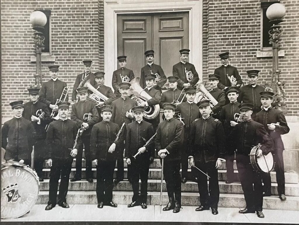 The Adrian City Band is the second-oldest continuously operating municipal band in the country. This photo, from sometime before 1926, shows the band under one of its previous names, the Imperial Band. (Photo courtesy of Adrian City Band)