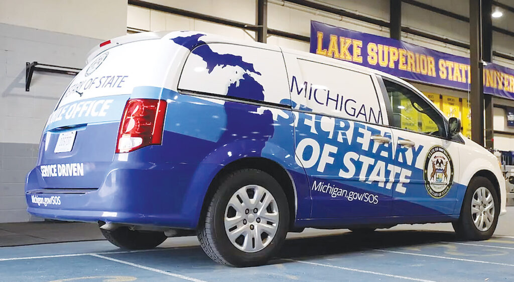A Secretary of State Mobile Office is pictured during a Road to Restoration clinic in the Upper Peninsula. The Road to Restoration program is offering a driver’s license restoration clinic for people with suspended licenses in Adrian on July 31. (Michigan Secretary of State photo)