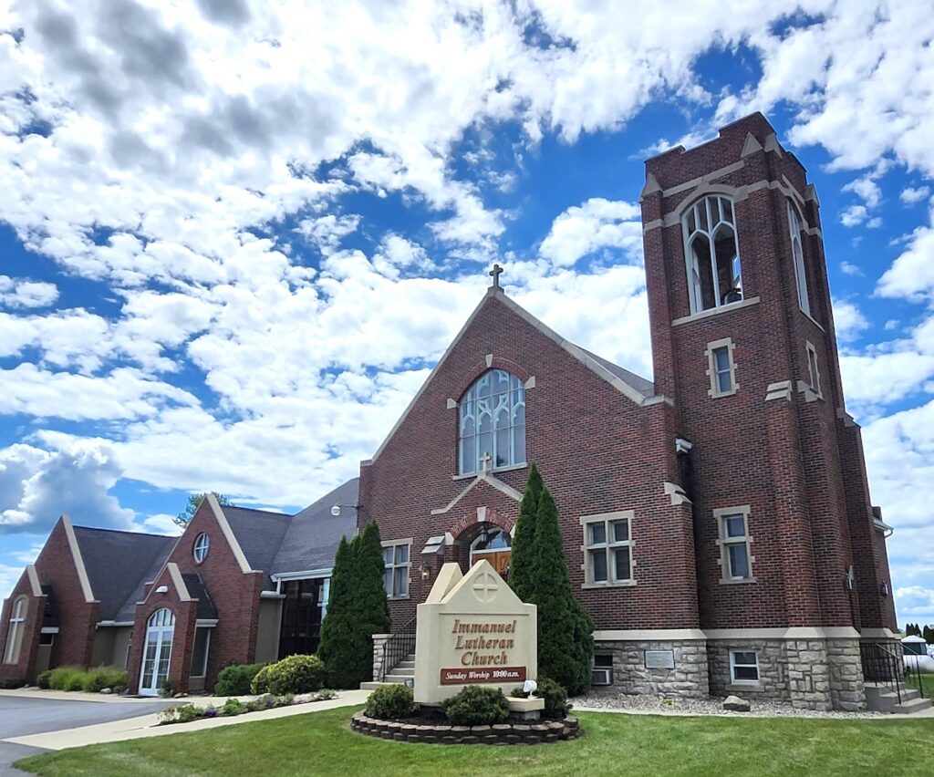 Immanuel Lutheran Church north of Blissfield was founded in 1870 and has been at its current location since 1898. The present church building is the congregation's third — the second on this site.