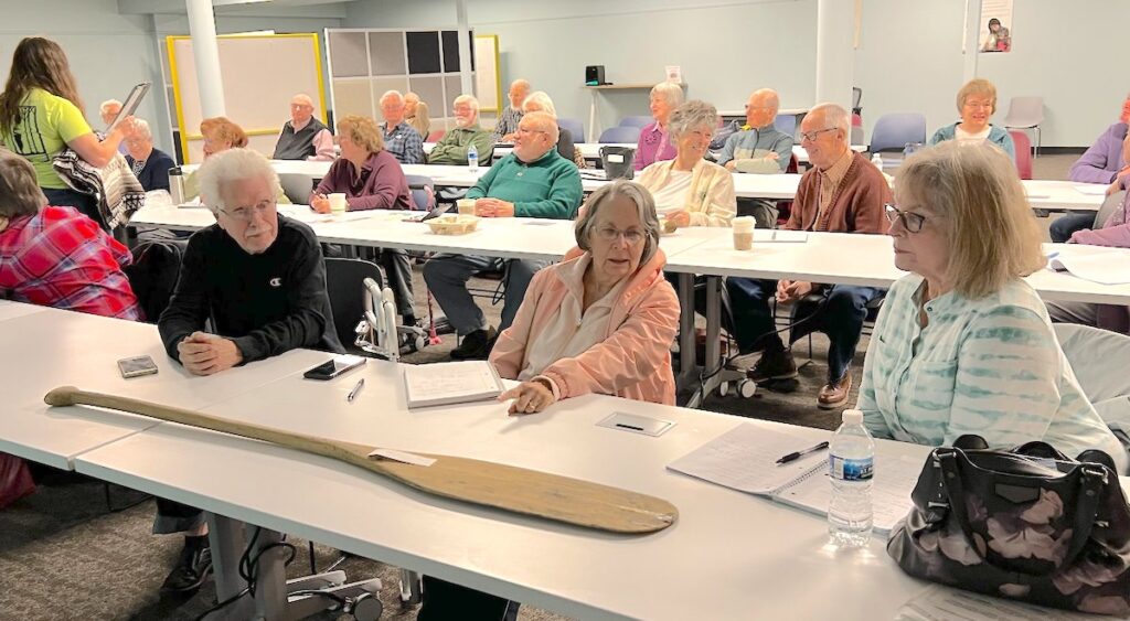 Students take part in a Lenawee Lifelong Learning class about the River Raisin in 2022. The organization offers educational opportunities for adults twice a year, with most classes taking place at the Weber Retreat and Conference Center in Adrian. (Photo courtesy of Lenawee Lifelong Learning)
