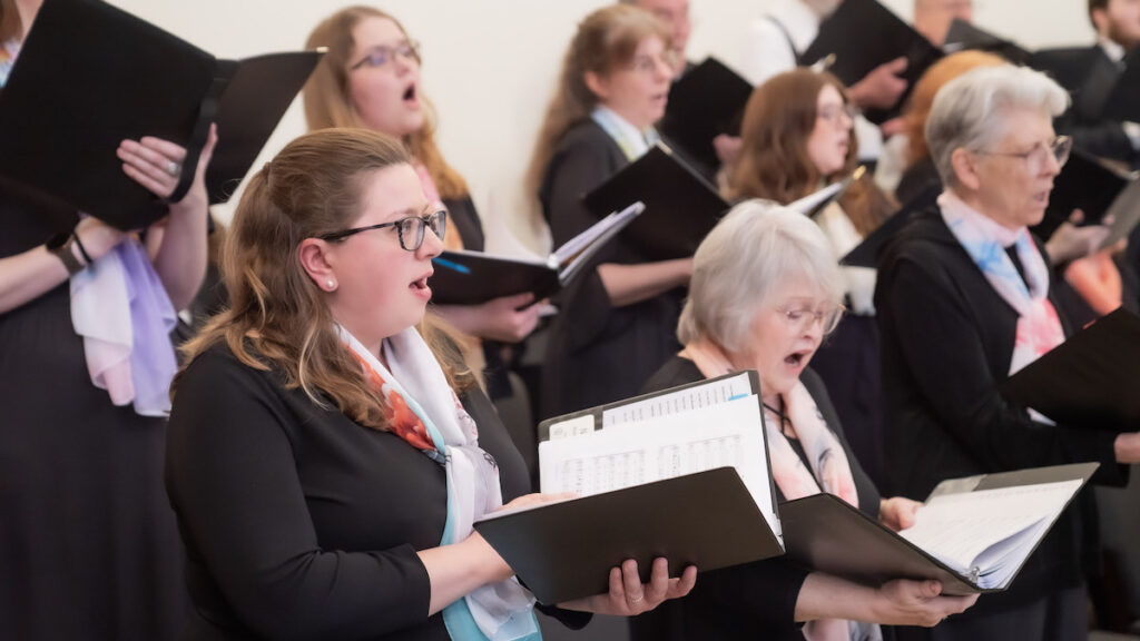 Members of Gloria Dei Lutheran Church take part in packaging meals for Rise Against Hunger on Sept. 14. (Photo courtesy of Elaine Webb)