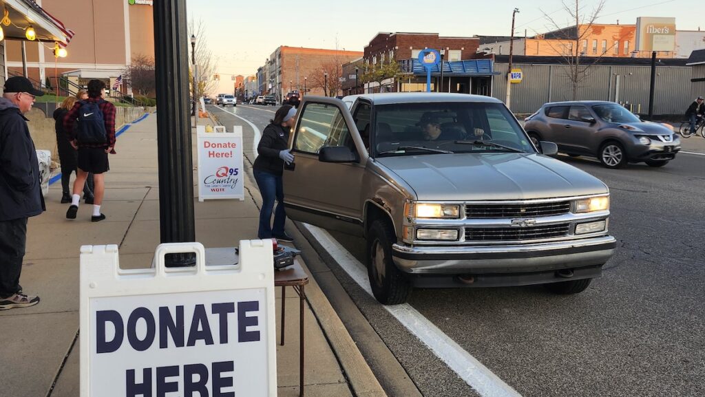 A driver stops to make a donation during the 2024 Thank a Vet campaign run by WLEN and its sister stations.