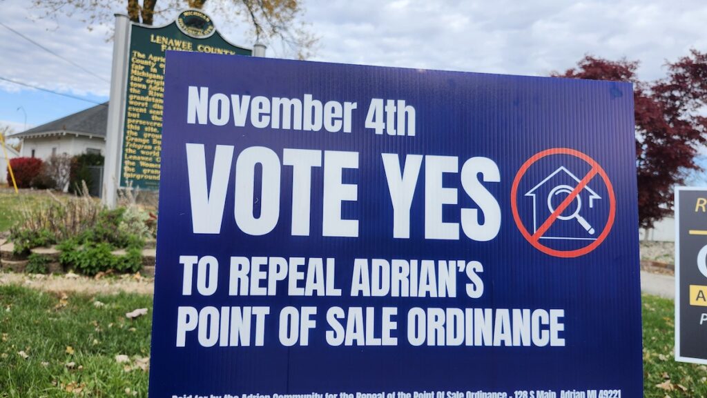 Adrian's point-of-sale real estate inspection ordinance was overturned by voters on Nov. 4.