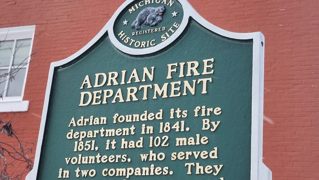 The Adrian Fire Department historic market on East Church Street in downtown Adrian.