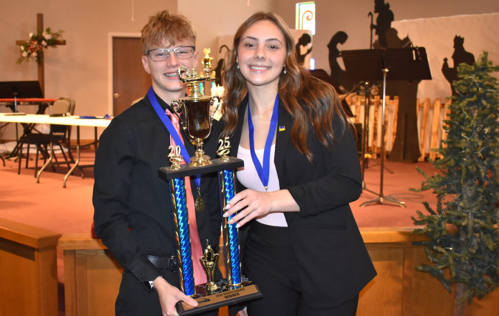 Beckett Klump and Carley Watson from Blissfield placed first in the novice division.