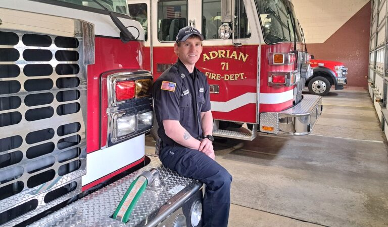 AJ Armstrong is the city of Adrian’s new fire chief. (Photo by Arlene Bachanov)