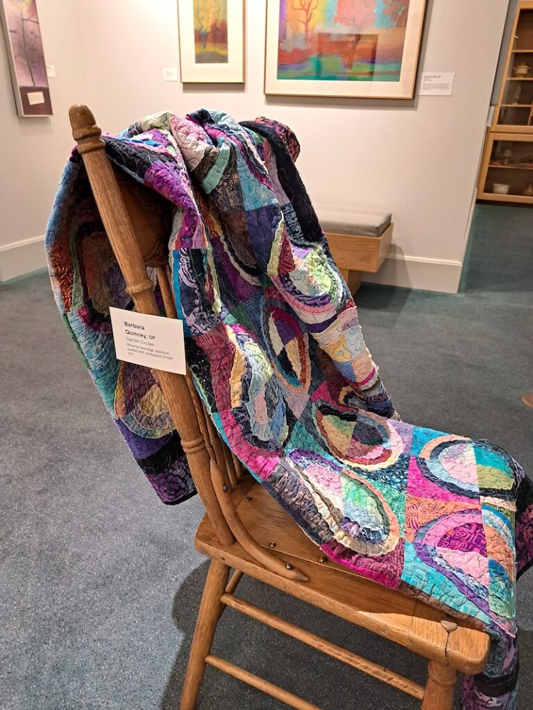“Danish Circles,” a quilt by Sister Barbara Quincey, OP, is one of the pieces in INAI at Madden’s first exhibit.