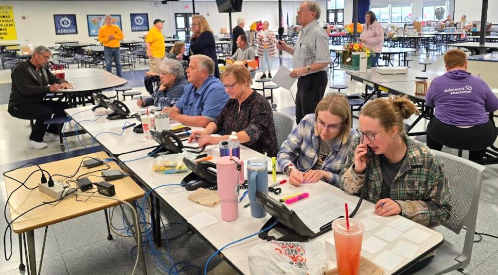 Lions Club members will be headquartered at Adrian High School when they take the calls for their annual radio auction on April 21. (Photo courtesy of the Adrian Breakfast Lions Club)