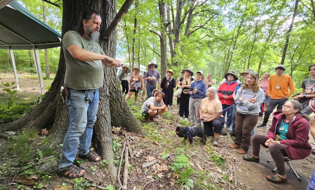 Herbalist Jim McDonald demonstrates ethical ways of harvesting wild yams.