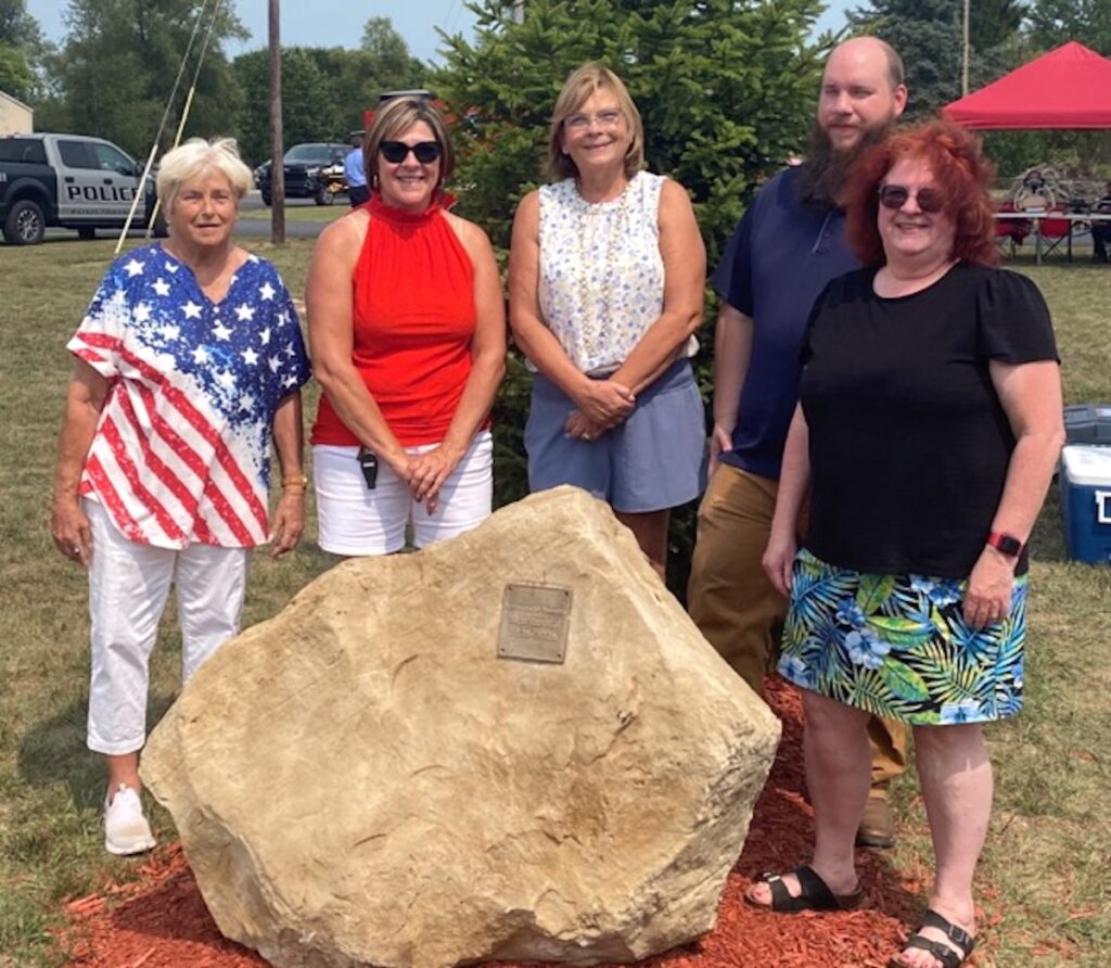 Raisin Township supervisor Deb Brousseau, trustees Kelly Williams, Shelley Hunt and Blaine McDonald, and clerk Susan Bunch are pictured with a plaque honoring the township’s bicentennial at a celebration on Aug. 9.  (Photos courtesy of Donna Andre)