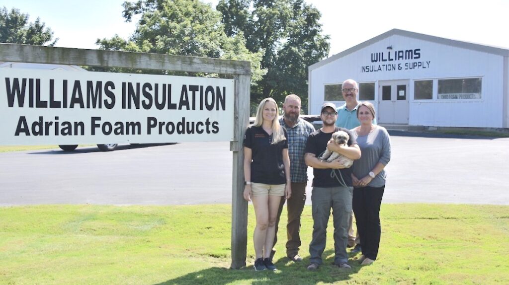 The Williams Insulation Fairgrounds Capital Improvement Fund has been established in memory of Walt Williams. Pictured here are Wendee Bohn, Williams’ daughter, with her husband Matt and son Dakota, and fair board vice president Jerry Pape and president Dawn Barrett.