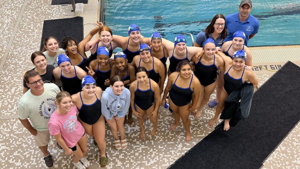 The Adrian girls swim and dive team following their Sept. 1 double dual meet at Coldwater.