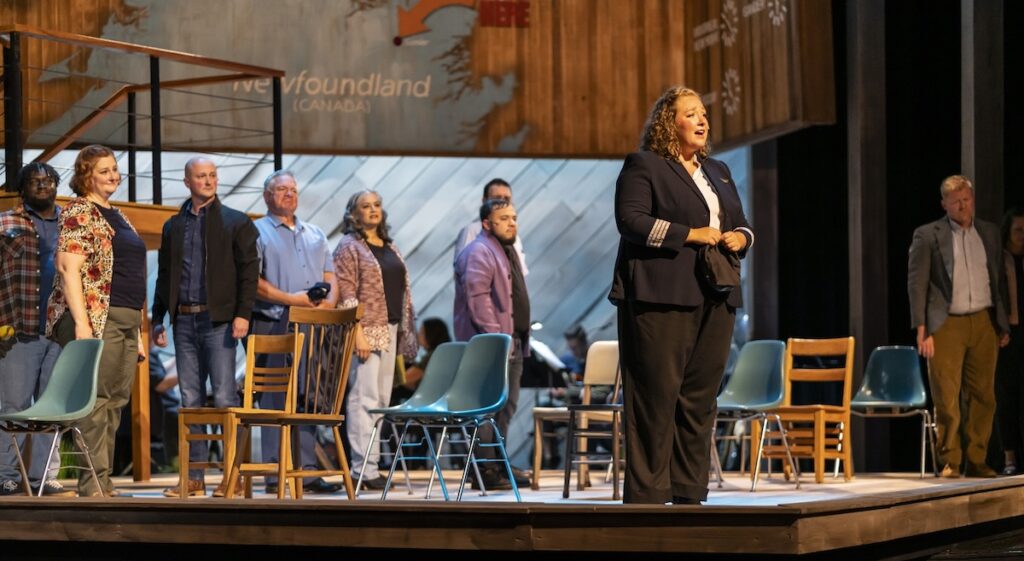 Grace Wipfli plays Beverley, an American Airlines pilot, in a scene from "Come From Away" at the Croswell Opera House. (Photo by Ashlee Sayles)